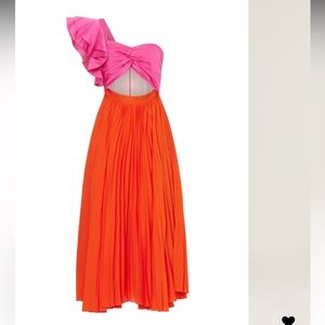 AMUR CLEOPATRA ONE-SHOULDER PLEATED MAXI DRESS NWT